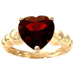  14K Yellow Gold Beaded Heart Gemstone Ring Garnet, size5.5 