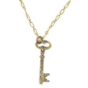 La Vie Parisienne 14K Antique Gold Necklace and Key Pendant With Black 
