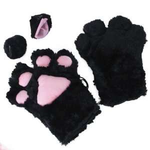   Cat Foot Paw Plush Gloves + Cat Ears Hair Clips Hairpins Party Cosplay