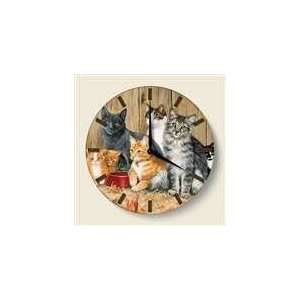  Cats Motif Wood Clock