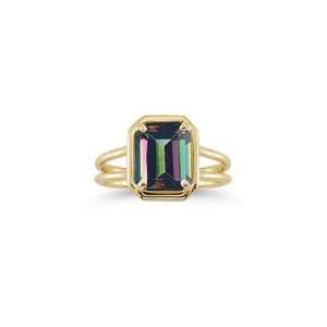  3.24 Cts Mystic Green Topaz Solitaire Ring in 14K Yellow 