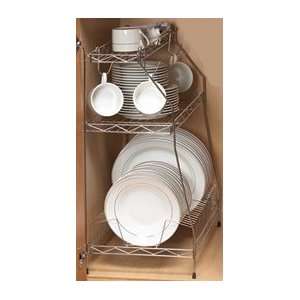  3 Section Chrome Finish 23 Dish Plate Cabinet Rack & 2 