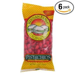 Keenan Farms Pistachio, In Shell Red, 12 Ounce Bags (Pack of 6 