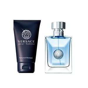  Versace Pour Homme for Men Gift Set   3.4 oz EDT Spray + 3 