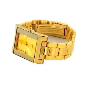  Stainless Steel Goldtone Face Men Watch for Gift, Apparel: Electronics
