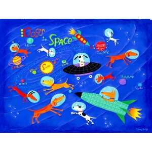  Oopsy daisy Dogs In Space Wall Art 24x18: Home & Kitchen
