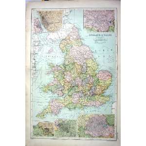  Antique Map England Wales Plan Manchester Liverpool London 