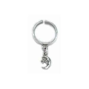  Silverflake  Moon and Star Charm Toe Ring Jewelry