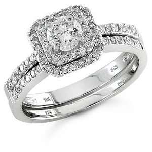 3/4 Carat Art Deco Diamond Wedding Ring Set SZUL Jewelry