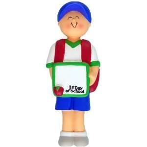 2251 First Day of School Boy Personalized Christmas Ornament:  