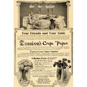  1906 Ad Dennisons Crepe Paper Napkins Table Settings 
