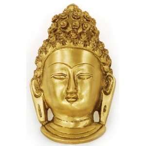 Brass Buddha Mask Wall Plaque