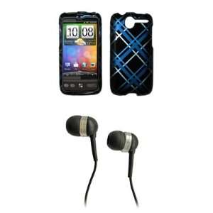  HTC Desire Premium Blue Plaid Snap on Case Cover Cell 