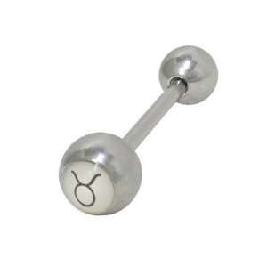   Tongue Ring Surgical Steel Shaft with Taurus Sign   SL5E: Jewelry