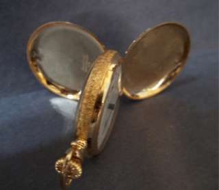 Antique Elgin 14K Solid Gold Ladys Pocket Watch 1890s  