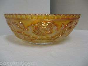 Vintage IMPERIAL Open Rose Carnival Glass Marigold BOWL  