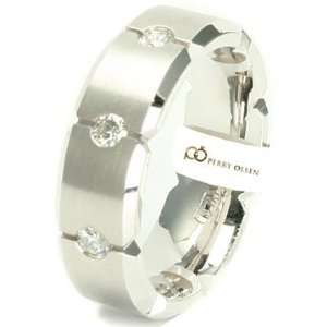  14K White Gold Fancy High End Mens Diamond Wedding Ring: Jewelry