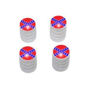  Rebel Confederate Flag   Tire Rim Valve Stem Caps   White 
