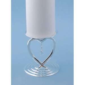  Crystal Heart Charm Pillar Candle Holder: Home & Kitchen