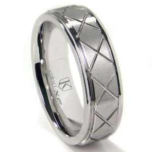   : Cobalt XF Chrome 8MM Diamond Cut Wedding Band Ring Sz 7.0: Jewelry