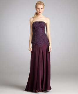 Sue Wong plum beaded strapless gown  BLUEFLY up to 70% off designer 