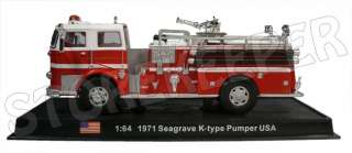 Fire Truck Seagrave K type Pumper 1971 USA 1:64 License del Prado 