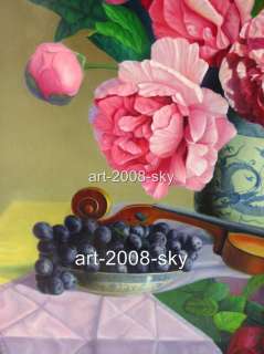   sky original oil painting art beautiful peony florals on canvas 40 x48