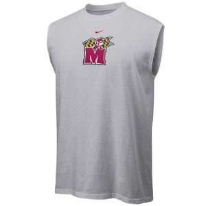  Nike Maryland Terrapins Ash Team Logo Sleeveless T shirt 