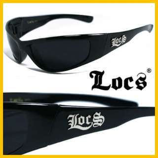 Locs Mens Cholo Biker Sunglasses   Shiny Black LC53  