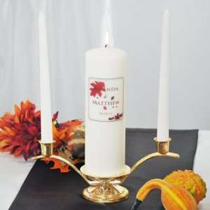 Fall Wedding Personalized Unity Candle   3 piece set 