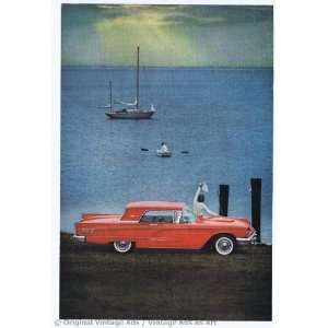 1960 Ford Thunderbird in red woman watching man at rowing Vintage Ad 