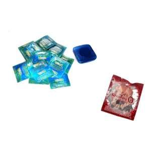  Blue Colored Premium Latex Condoms Lubricated 12 condoms with Travel 