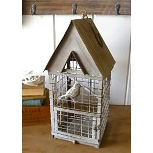  French Country Large Faded Grey Bird Cage  Great for shop 