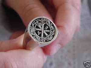 Sterling Silver 925 CHI RHO Monogram of Christ Ring  