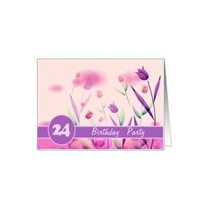  Invitation. 24th Birthday Party.Pink Tulips Card: Toys 