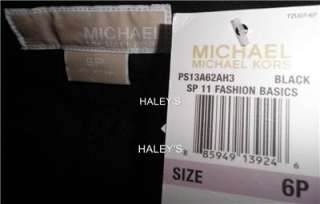 New Michael Kors Petite Cargo Capri Pants Black Gold Zippers Size 6P 