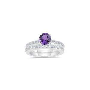  0.49 Cts Diamond & 0.85 Cts Amethyst Matching Ring Set in 
