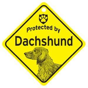  Long Hair Dachshund Protected By Dog Sign and caution Gift 