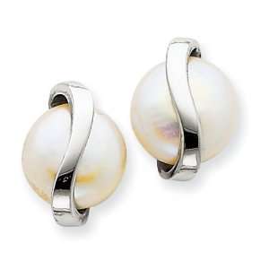  14k White Gold Coin Pearl Earrings Jewelry