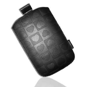  CellAllure Cell Phone Pouch (Black with Square and Hearts 