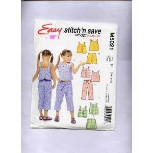 McCalls Patterns M5021. Easy stitch n save, Childrens & Girls Tops 