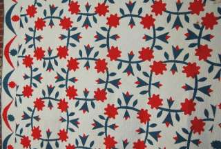 This VIBRANT cotton 1870s red and teal presidents wreath quilt is 