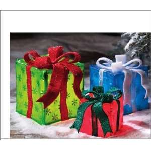  Christmas Holiday Lighted Display Set of 3 Gift Boxes 