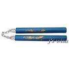 GOLDEN DRAGON FOAM PADDED BLUE 12 NUNCHUCK WITH METAL CHAIN CHINESE 