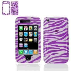    On Faceplate Cover Case for Apple iPhone 3G Purple/White Zebra Print