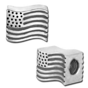  American Flag Large Hole Bead   Rhodium Plated Arts, Crafts & Sewing