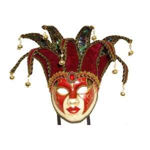  Red Paper Mache Jester Full Mask