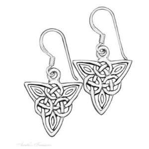   Antiqued 5/8 Celtic Trinity Knot Scrolled Designs Dangle Earrings