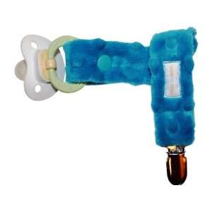    Baby Boy Pacifier Clip in Turquoise Blue Dimple Minky: Baby