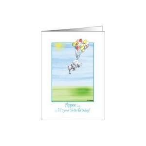   56th Birthday, cute Elephant flying with balloons Card Toys & Games